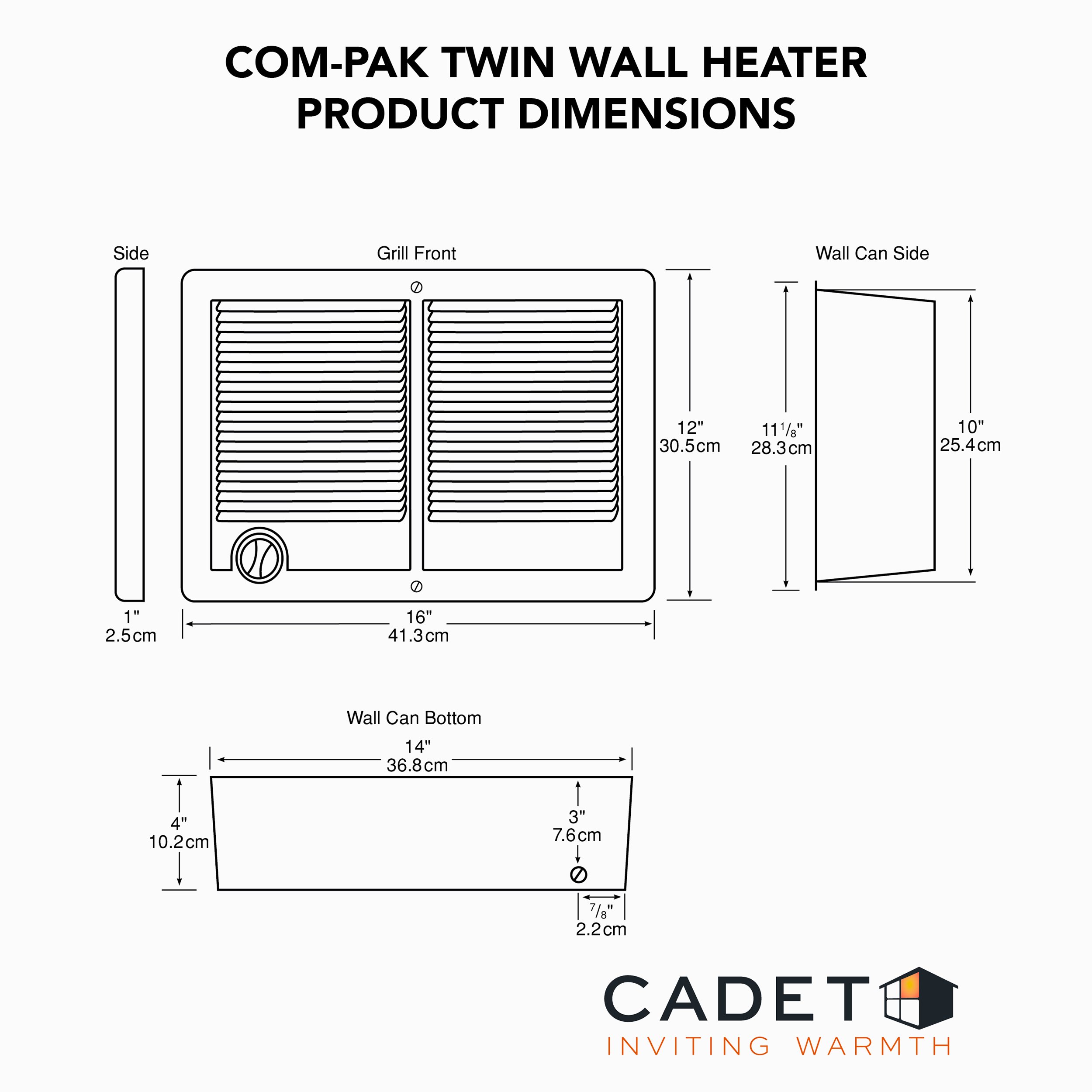Com-Pak Twin Electric Fan-Forced Heater with Thermostat | Cadet